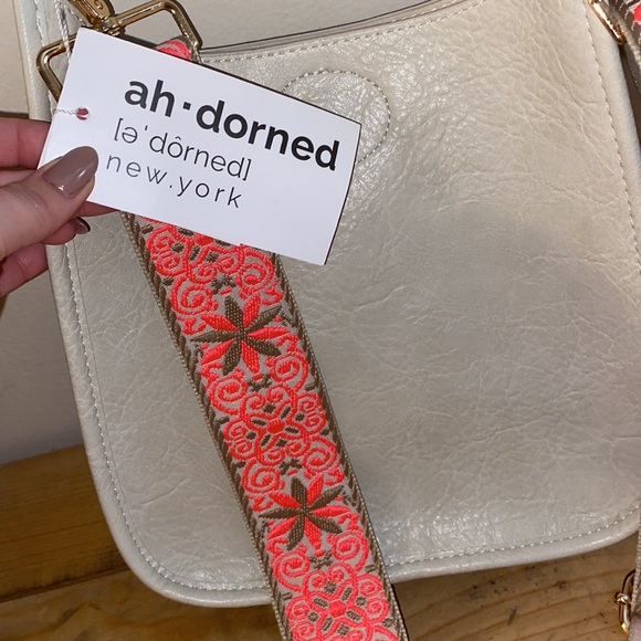 Ahdorned Bags Ahdorned Mini Vegan Leather Messenger Bag Cream With